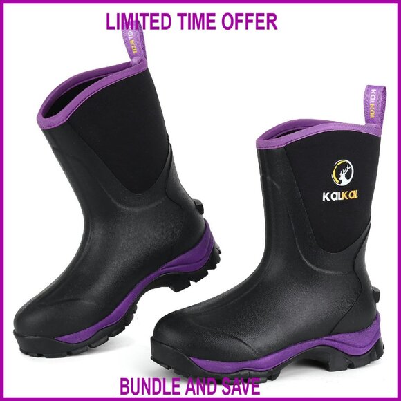 Waterproof Neoprene Rain Boots Women's Size 6-11 Work Garden Mud